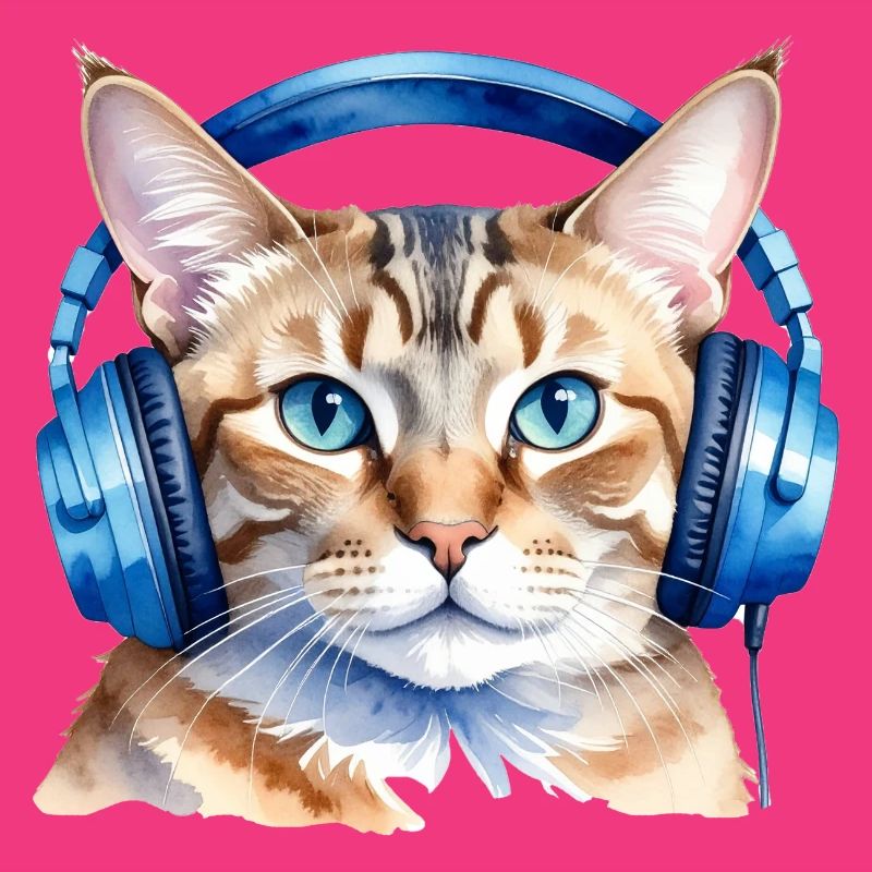 Lustige Katze mit Kopfhörern