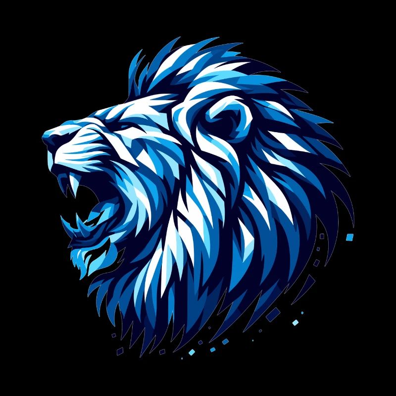 Lion Roars Blue Accents Geometric Gift