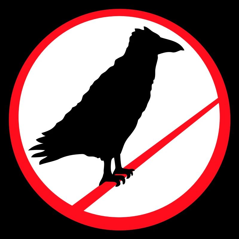 Corbeau assis interdit Rod Corde signe Note