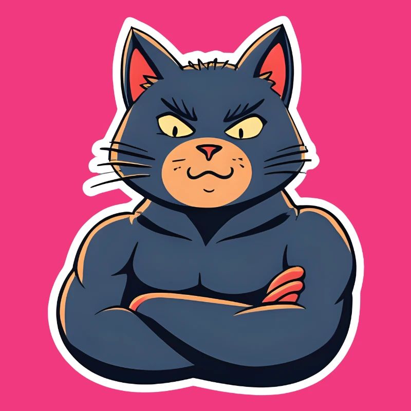 Chat avec des muscles-Conception de bande dessinée drôle