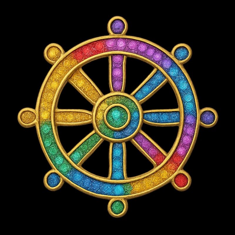 Dharma Roue Bouddhisme Octuple Sentier Glitter