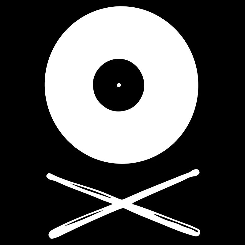 Vinyl Schallplatte mit Drumsticks