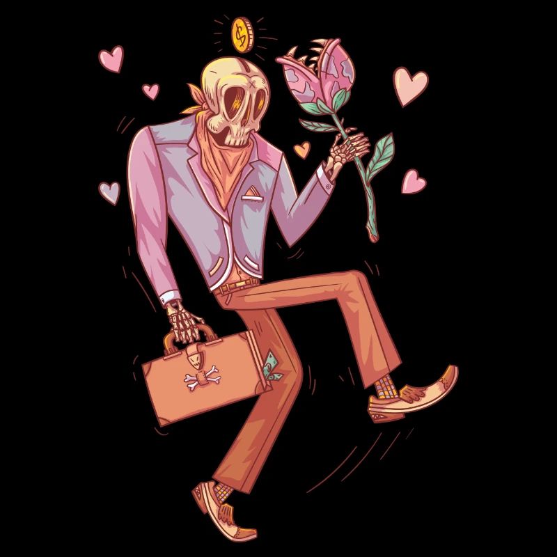 Verliebter Skelett mit fleischfressender Blume