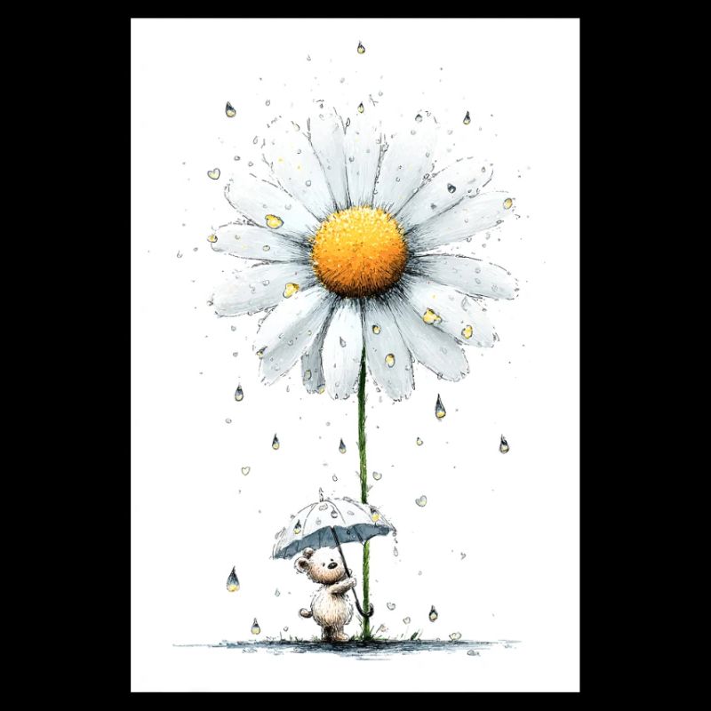 Gänseblümchen Bär mit Regenschirm