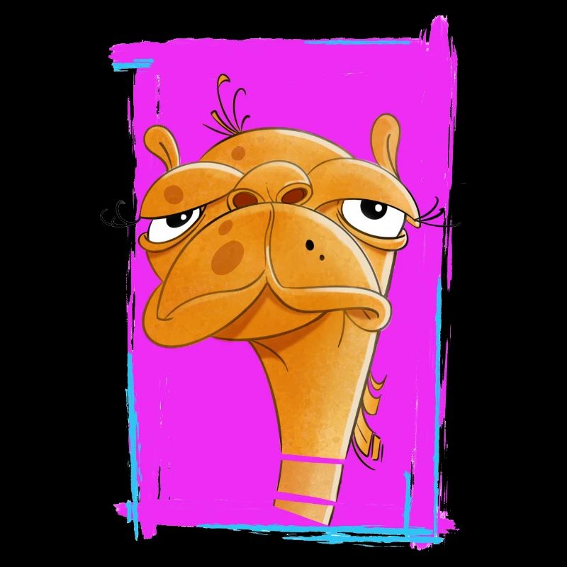 Neon Kamel Karikatur auf Pinkem Hintergrund