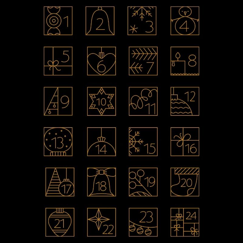 Advent Calendar Gold Checkered Geometric Pattern