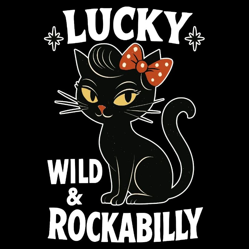 Rockabilly schwarze Katze glücklich wild Geschenk