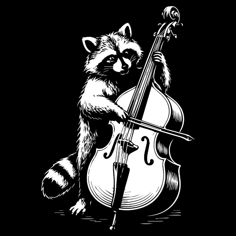 Raccoon joue de la contrebasse