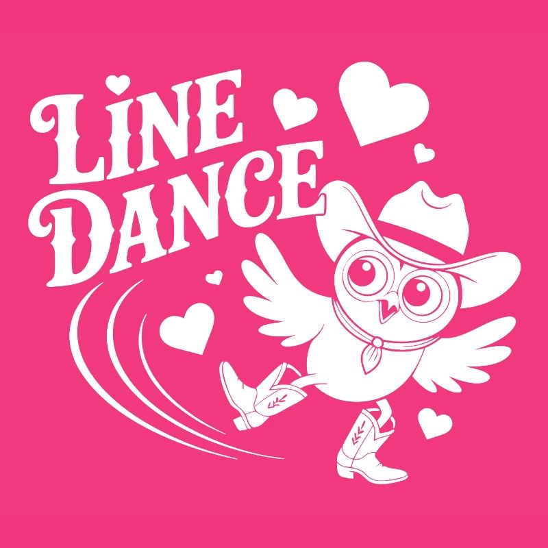 Line Dance Eule lustige Eule mit Stetson und Boots