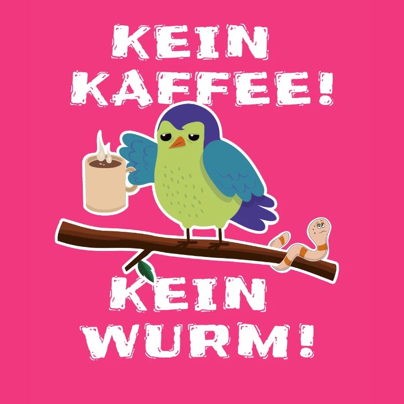 Müder Vogel mit Kaffee