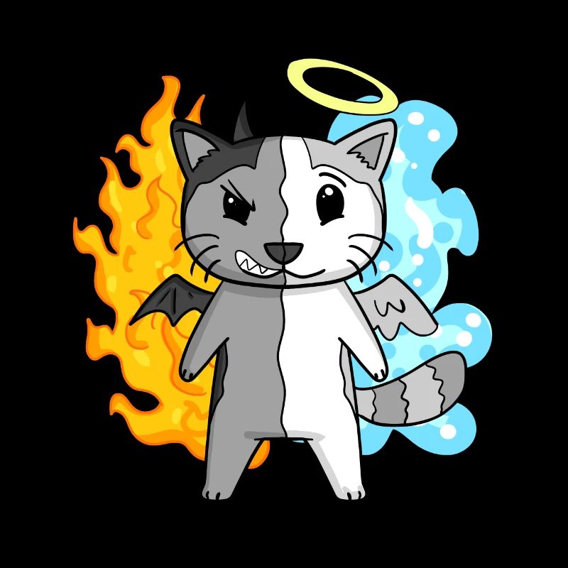Cat Angel and Devil