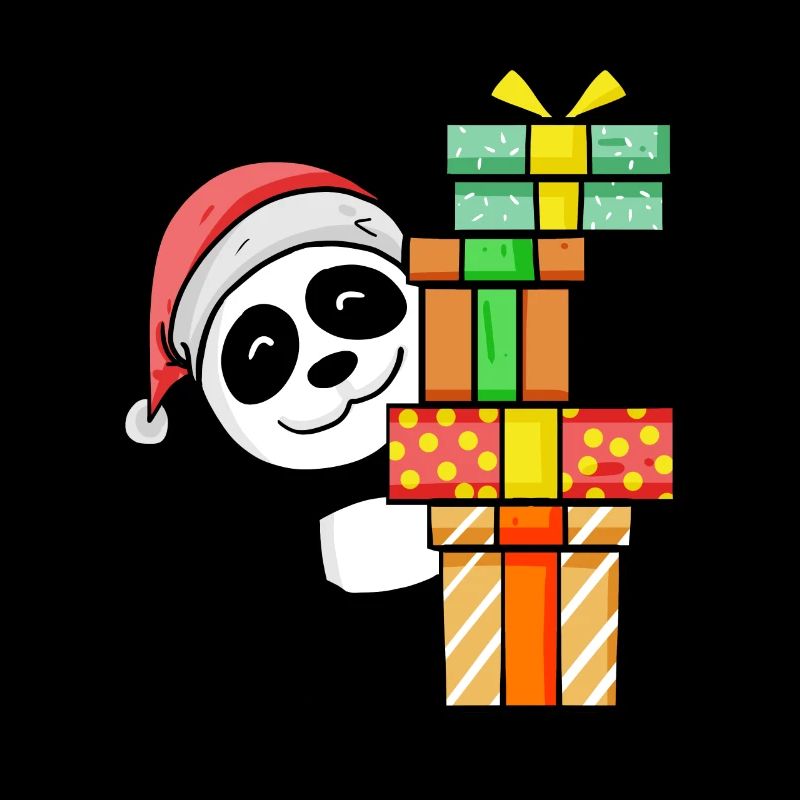 Panda de Noël avec cadeaux