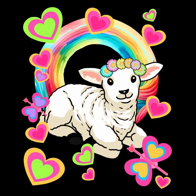 Regenbogen Schaf Schafe Ostern Osterfest Lamm Kind