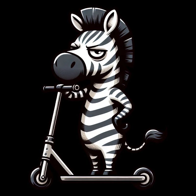 Skurriles Zebra auf Roller Comic lustig