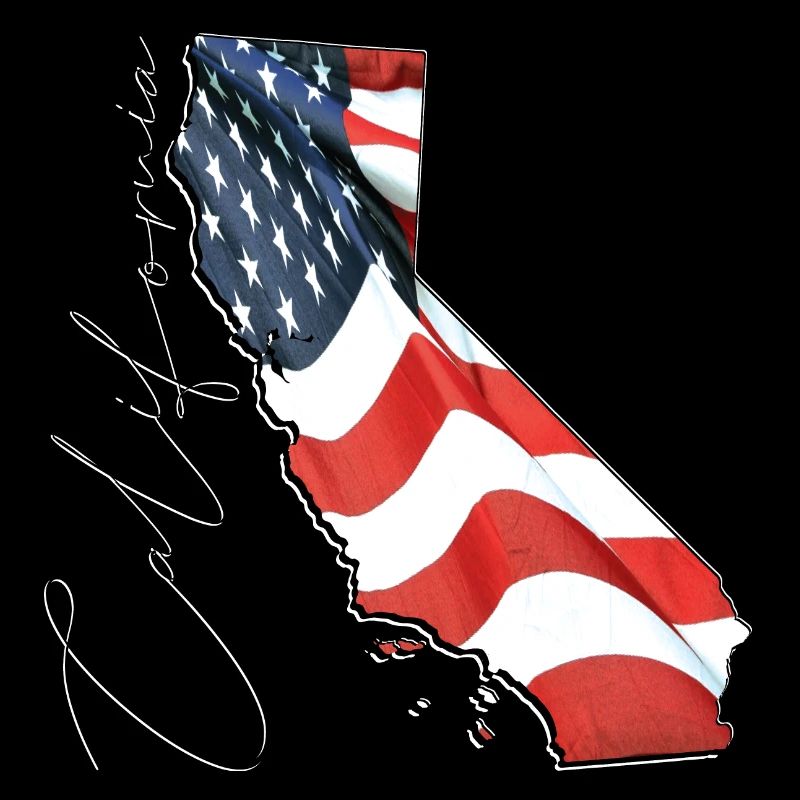 USA Flag in California State Map CA