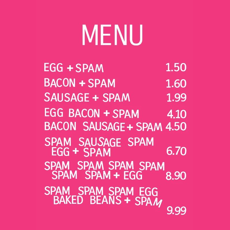 Seriously Pointless Awful Menu