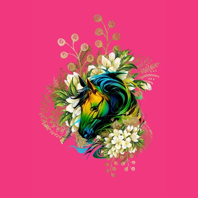 Wunderschönes buntes Pferd mit Blumen,
