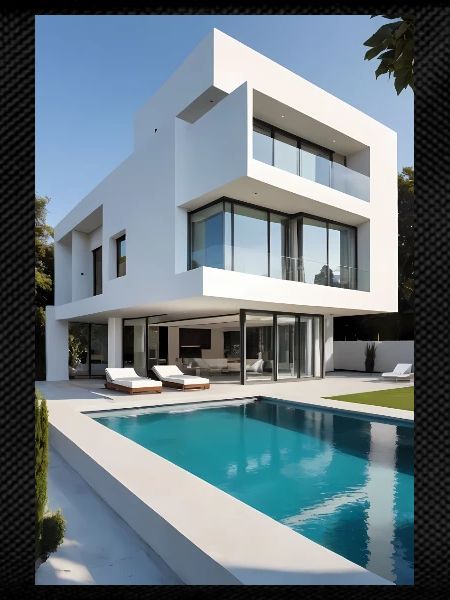 White villa with pool