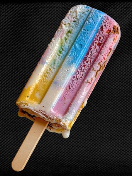 Rainbow cream on a stick