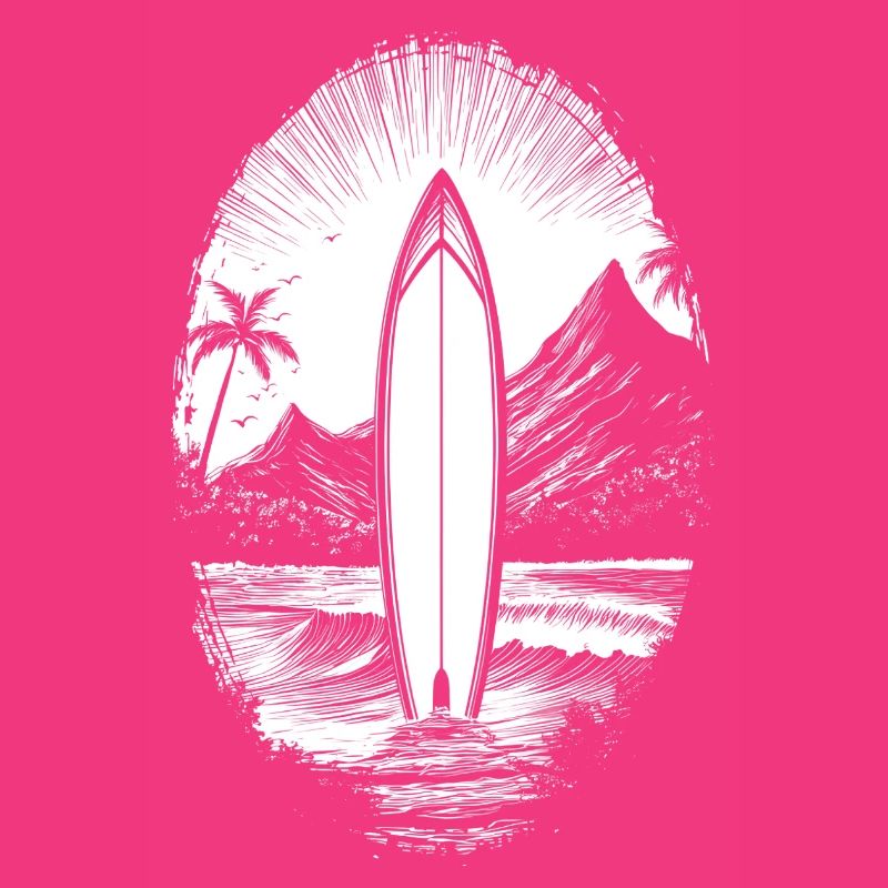 Planche de surf - Vagues - Surf - Plage - Palmiers