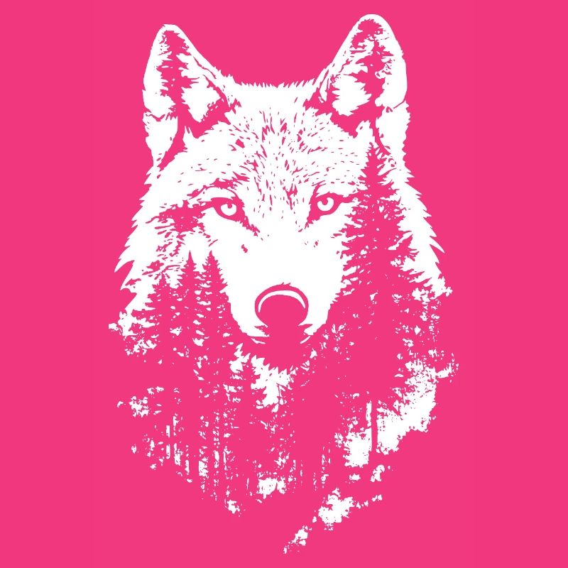 Silhouette de forêt de visage de loup