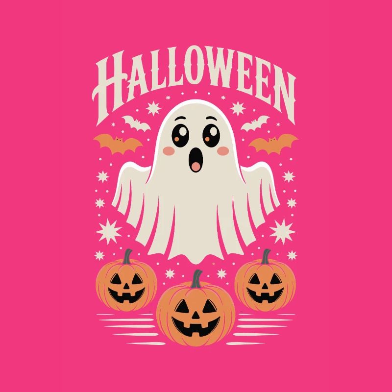 Scary Halloween ghost with pumpkins