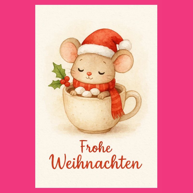 Cuddly mouse in Christmas cup