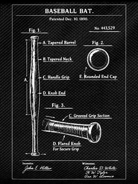 Baseball Bat Patent Blueprint