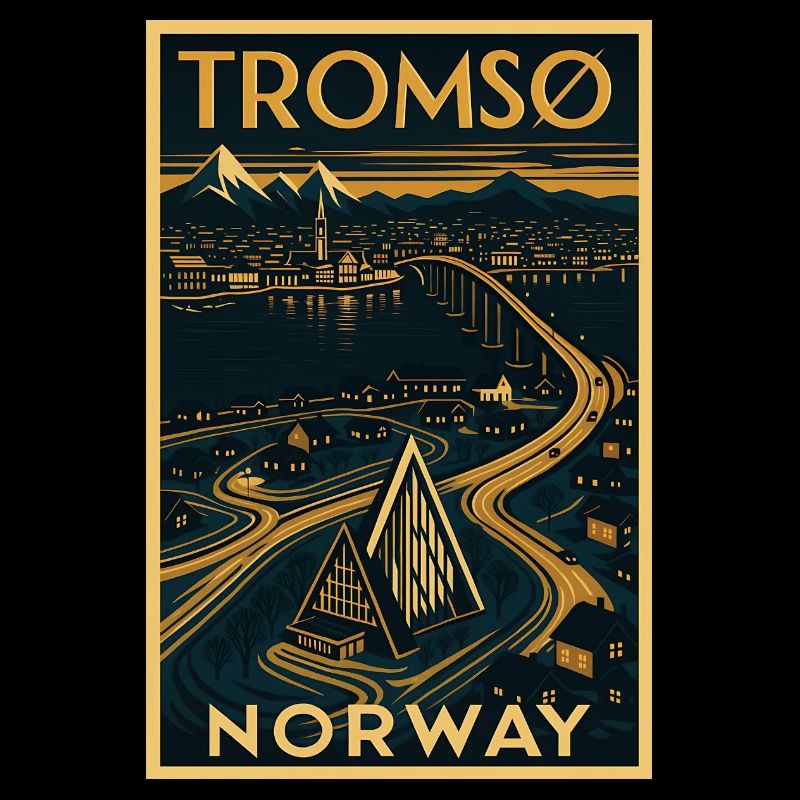 Tromsø Norvège – Affiche de voyage rétro Art déco