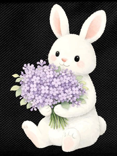 Bunny with lilac illustration