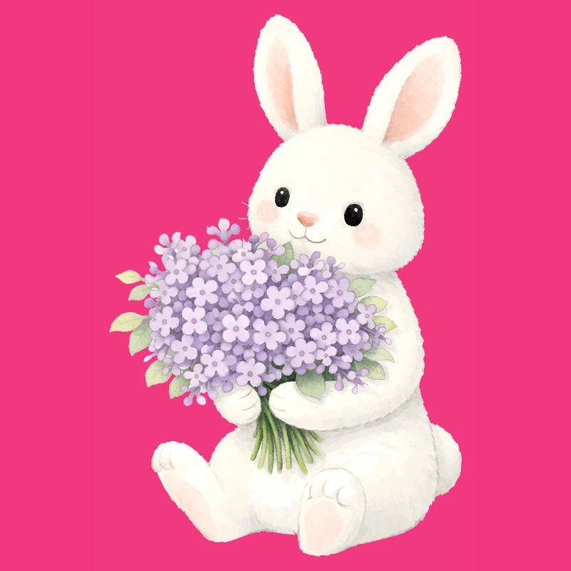Bunny with lilac illustration