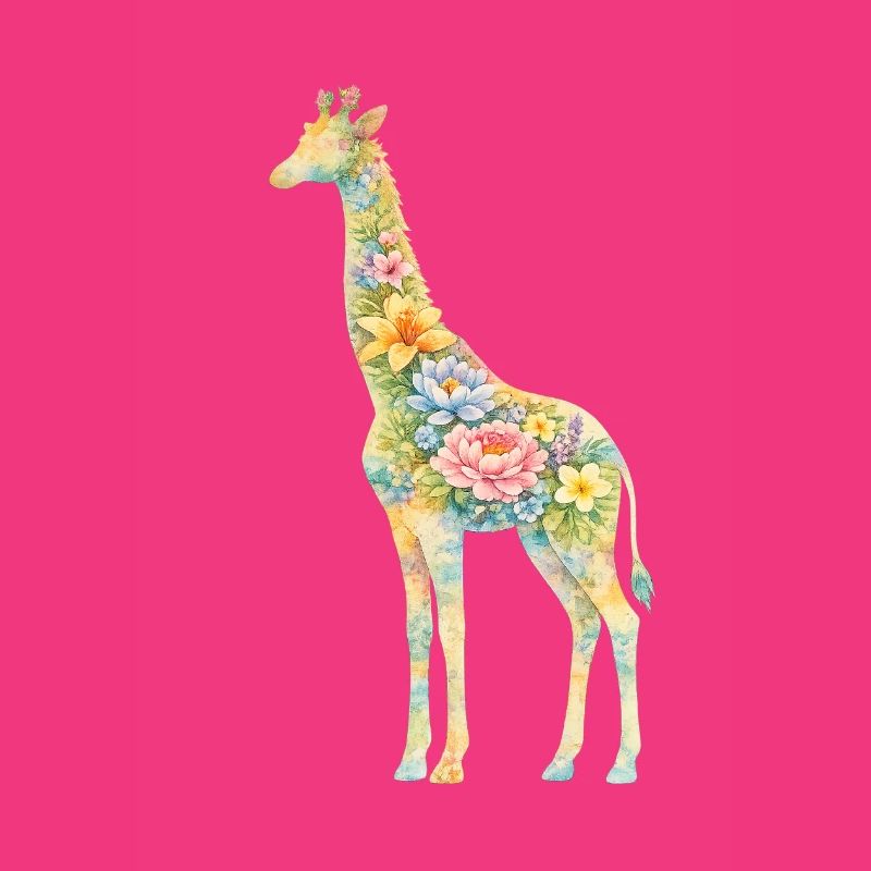 Silhouette florale de girafe