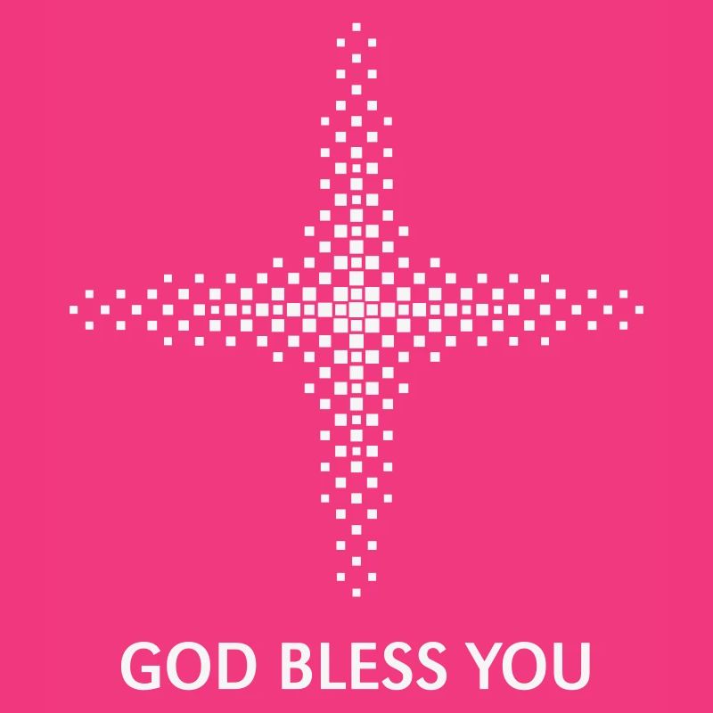 God Bless You (Religion / Cross / Squares / White)