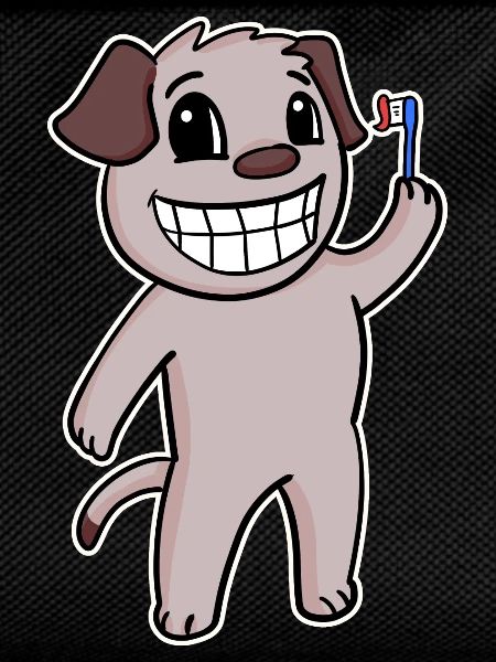 Dog with toothbrush