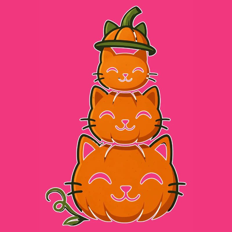 Fröhliche Kürbiskatzen-Stack