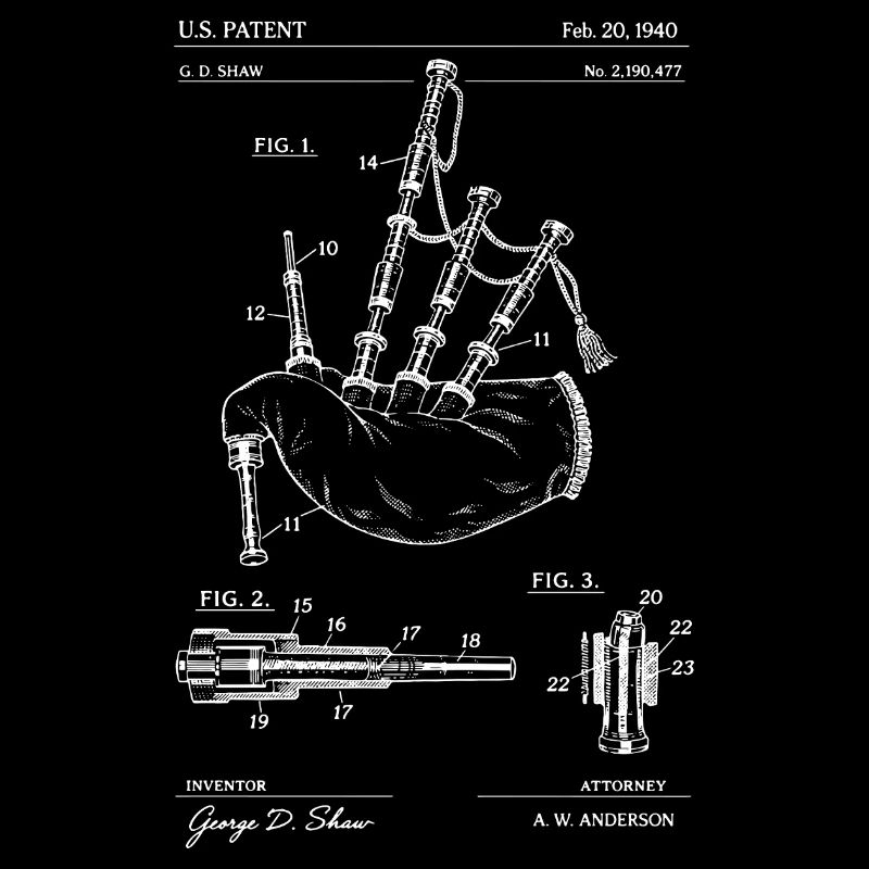 medieval bagpipe blueprint design T-Shirt