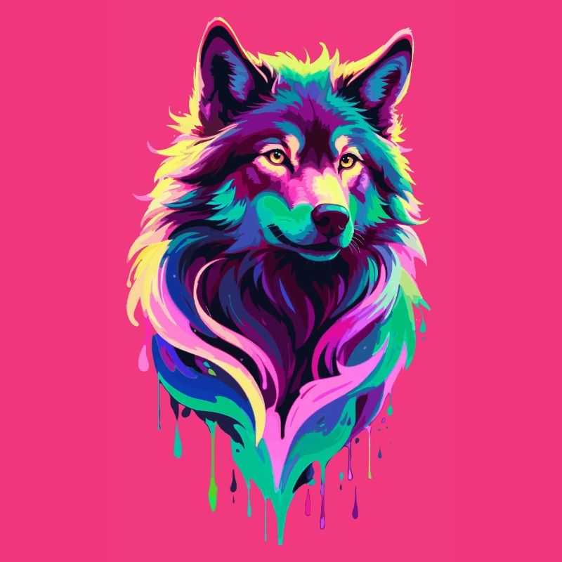 Farbenfroher Wolf Graffiti Wolfskopf