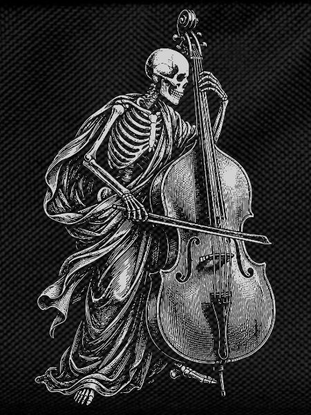 Skeleton plays double bass