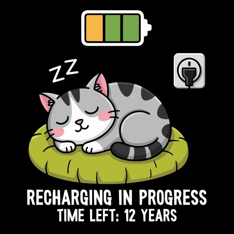 Recharging in Progress Cat