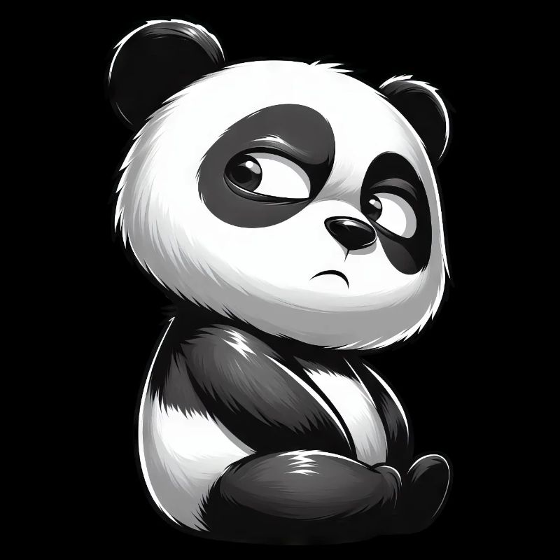 Skeptical Panda Cartoon Cute Doubt