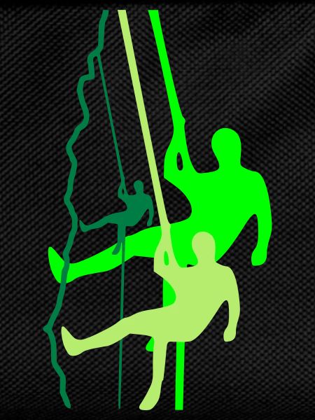 Climber rappelling
