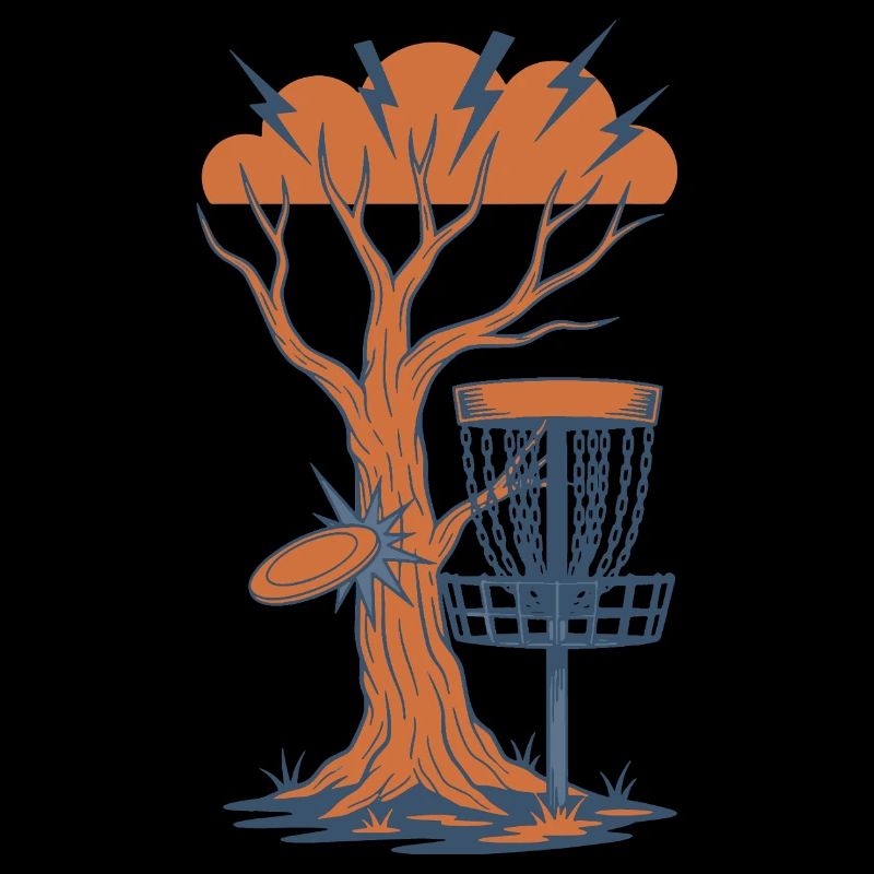 Tempête de paniers volants à disque de l’arbre au disc golf