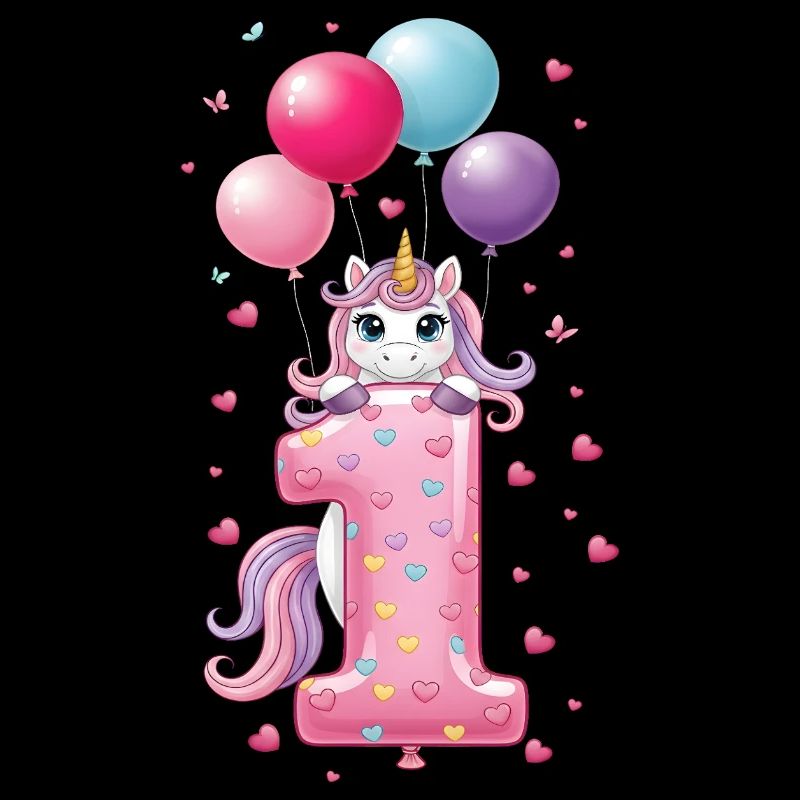 1 Jahr Mädchen Süßes Einhorn 1. Geburtstag