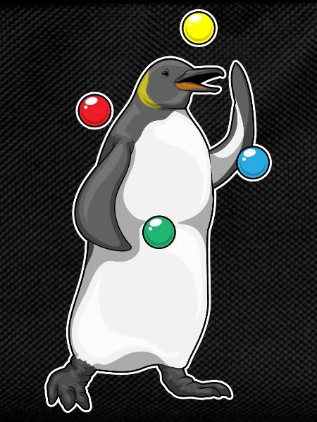 Penguin juggler juggling