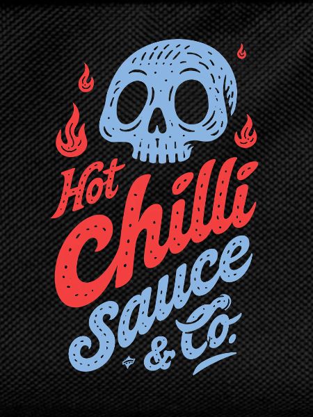 Blue Skull Chili Sauce Design