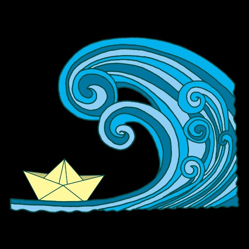 Bateau en papier et océan