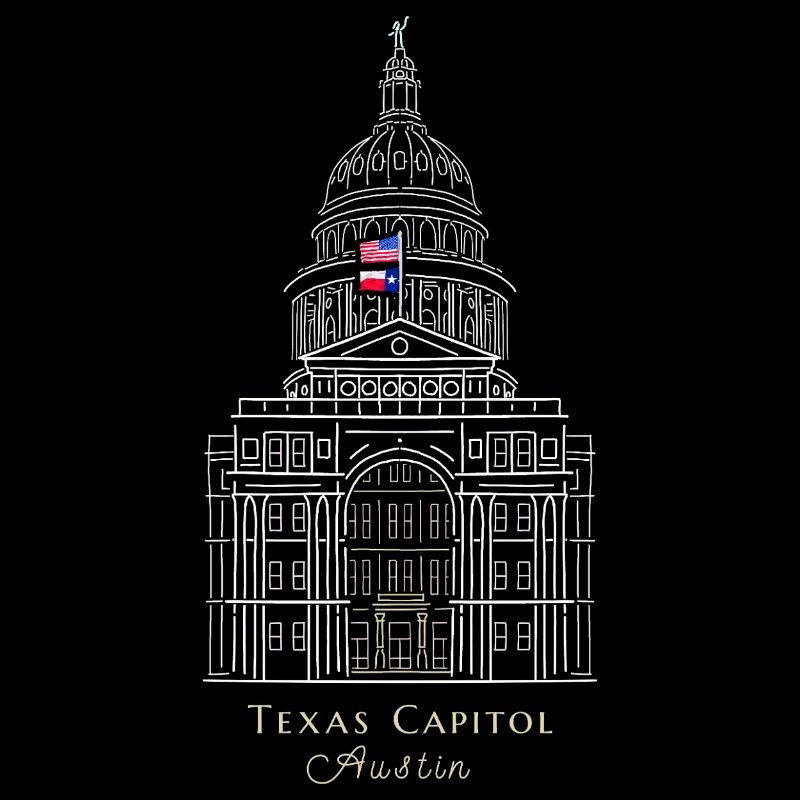 Austin, dessin du Capitole du Texas, États-Unis