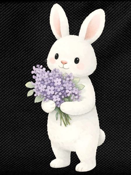 Bunny with lilac illustration