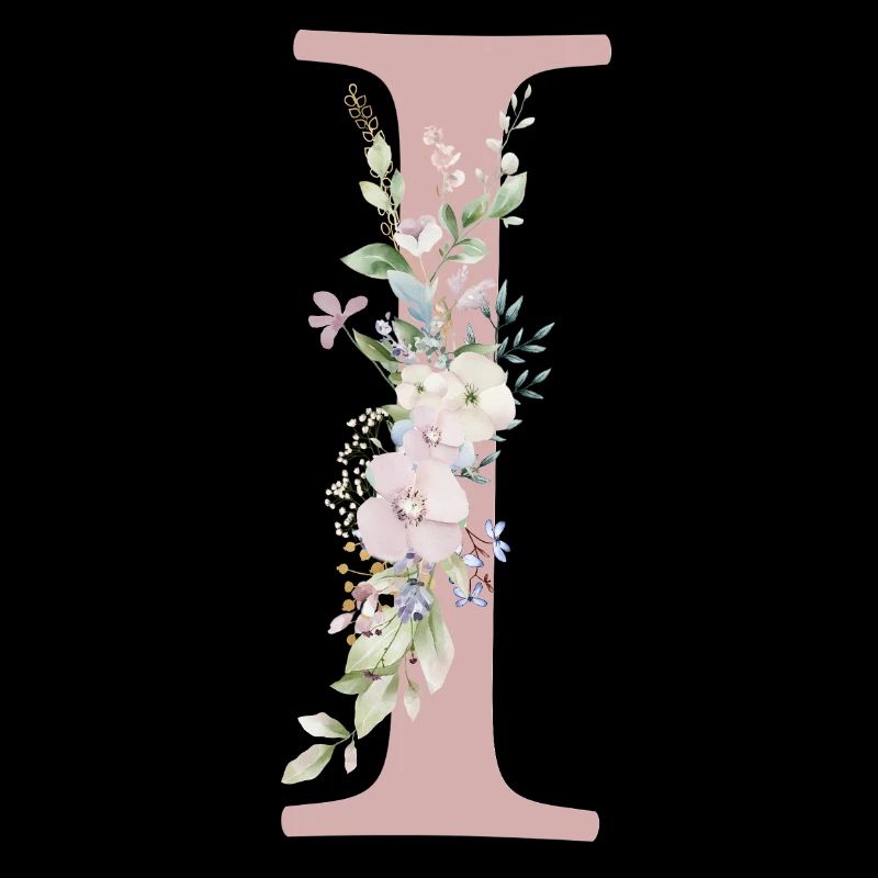 I Monogram, Floral, Personalizable