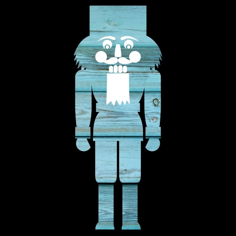 Nutcracker Wood Light Blue Grain Christmas